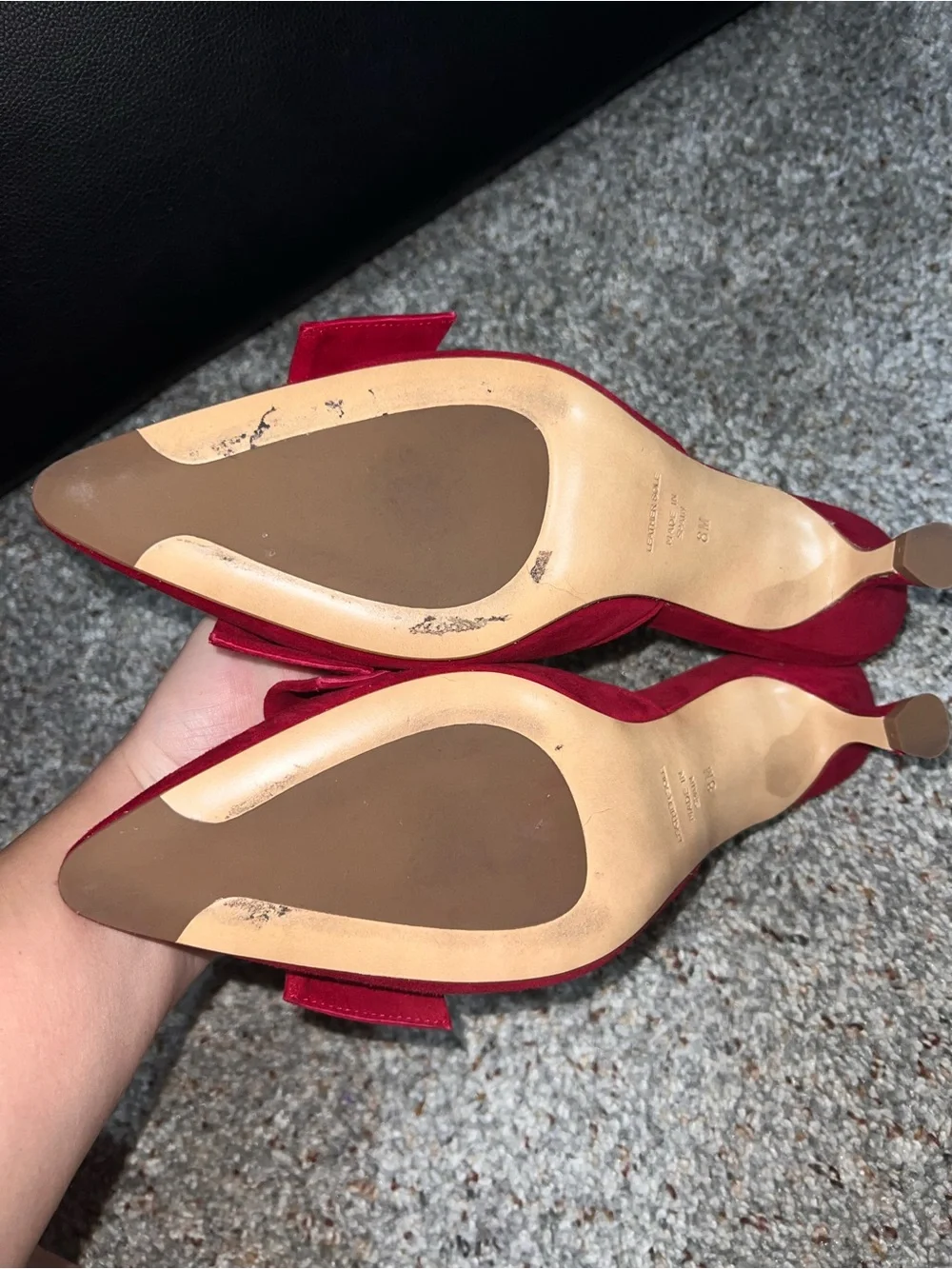 INEZ Women's Burgundy Pointed Bow Mules